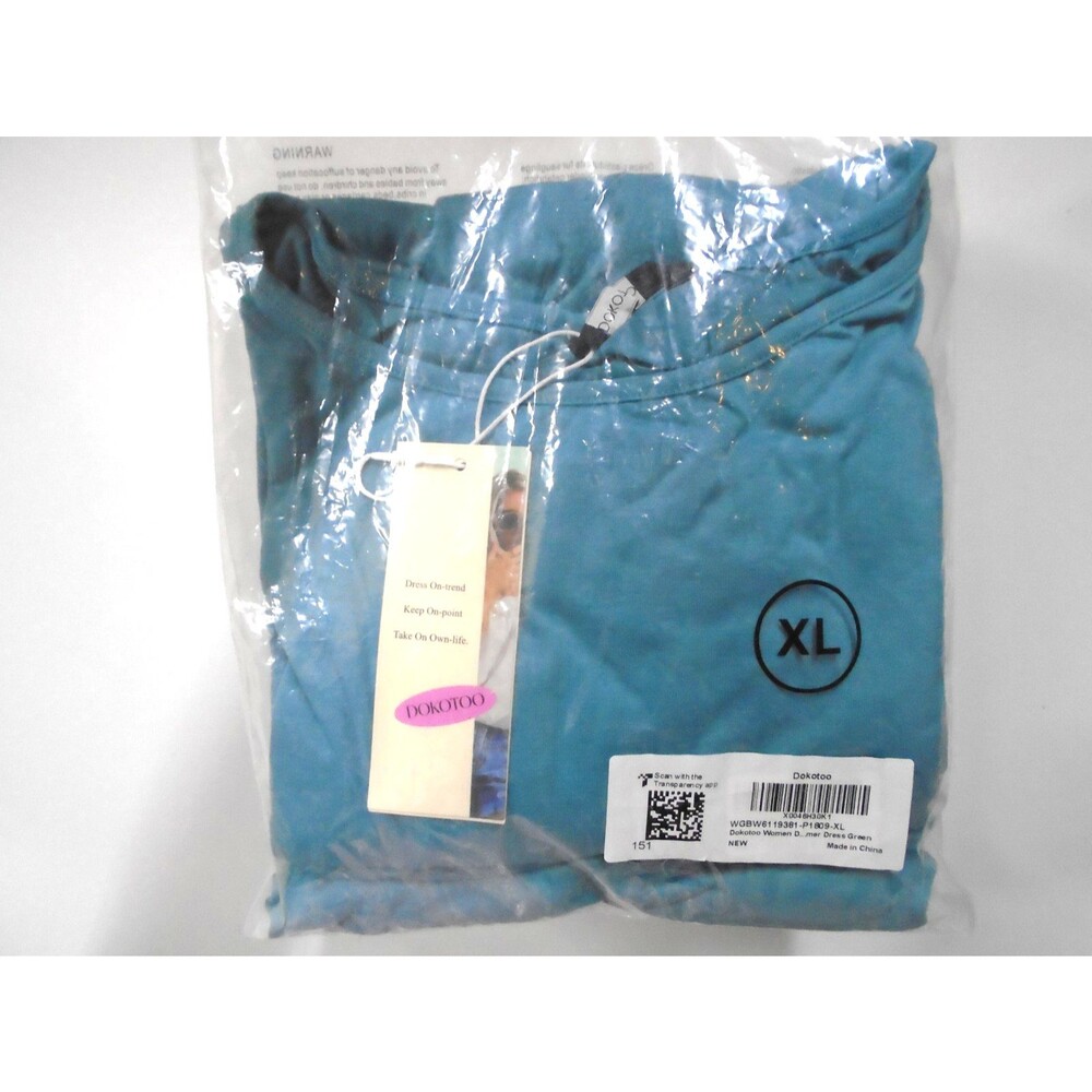 DOKOTOO Womens A-Line Cocktail Dress Blue size XL Midi Short Sleeve - Picture 4 of 6